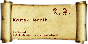 Krutek Henrik névjegykártya